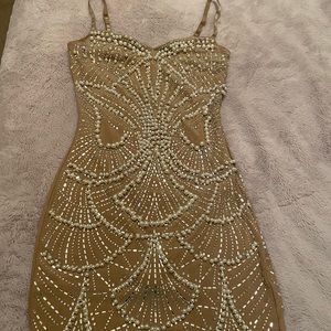 Rhinestone and pearl cocktail dress